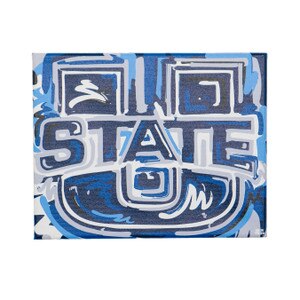 U-State logo painted canvas art by justin patten